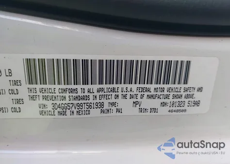 2009 Dodge Journey Sxt z USA, uszkodzony, nr VIN 3D4GG57V99T561938